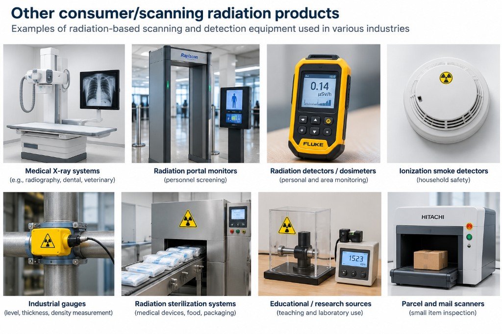 Examples of other consumer and scanning radiation products across industries