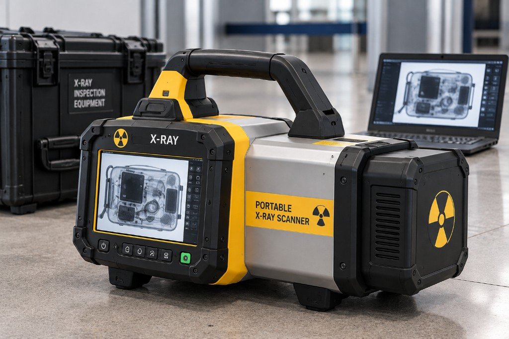 Portable X-ray scanner with built-in display and inspection case